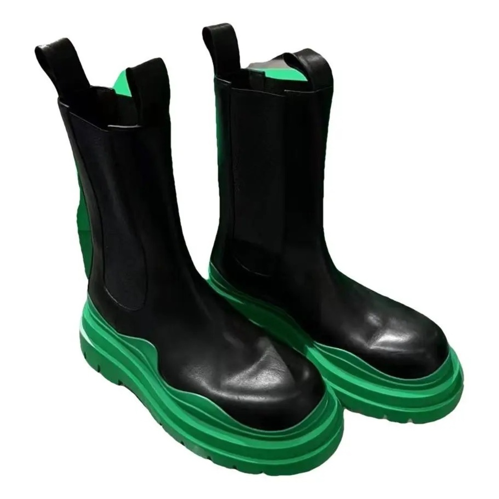Bottega Veneta Black and Green Tire Boots Sz 43/ US 10 - Picture 2 of 11